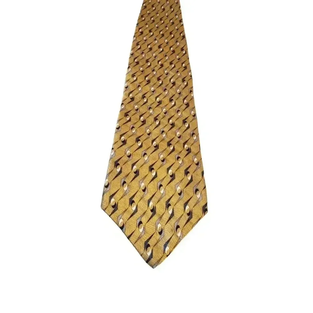 Palatina Luxury Neck Tie 100% Imported Silk Made In USA Gold Pattern Church Work